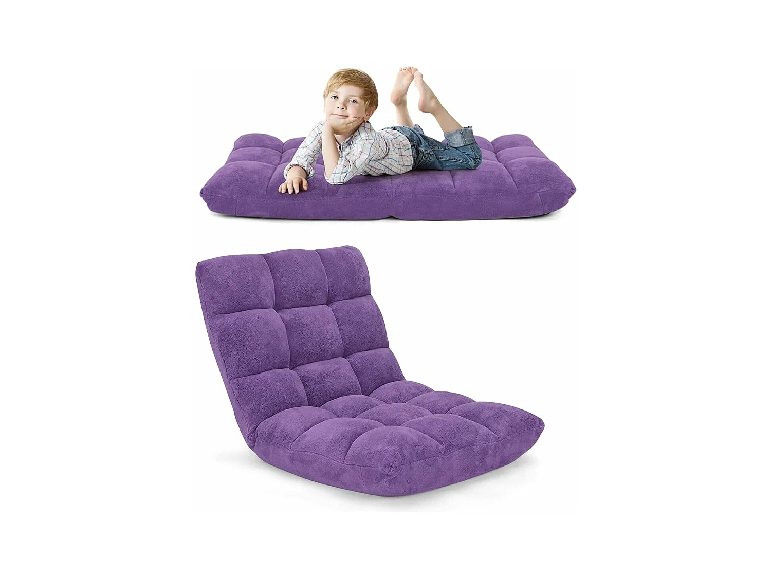 Canapé Paresseux Tatami Pliable Chaise de Plancher Coussin de Chaise de Lit Siège de Sol pour Maison, Bureau 105 x 57 x 15 CM (Violet)
