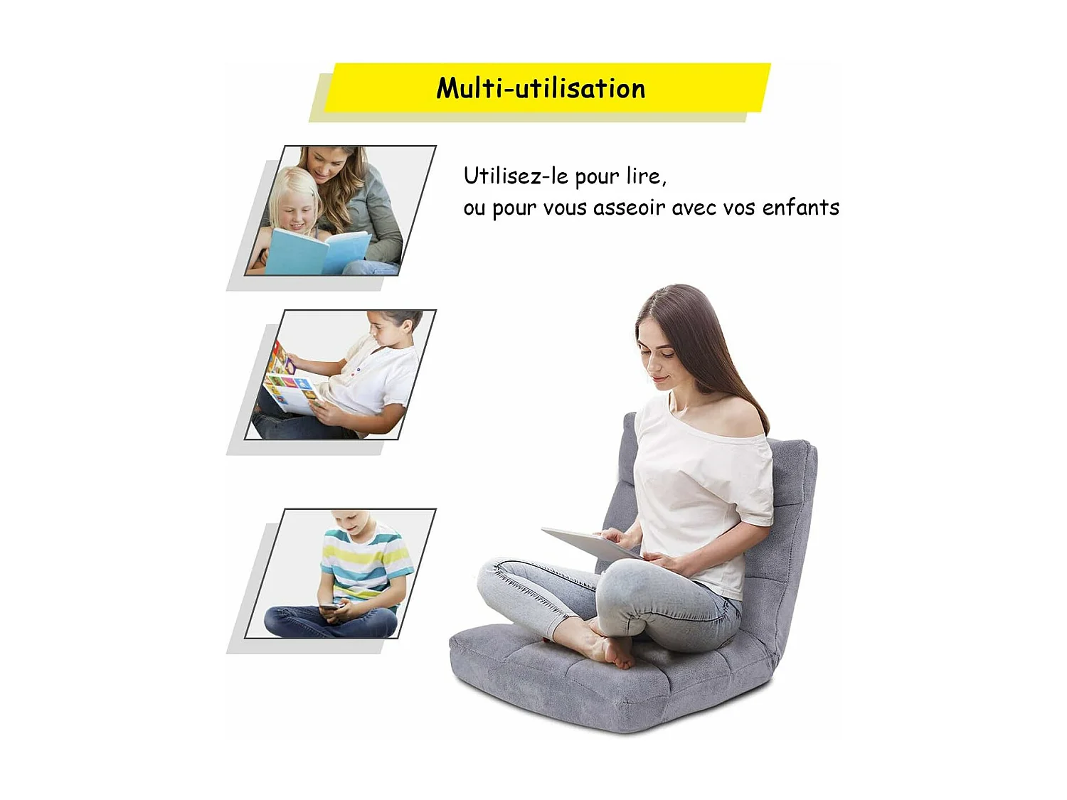 Canapé Paresseux Tatami Pliable Chaise de Plancher Coussin de Chaise de Lit Siège de Sol pour Maison, Bureau 105x56x15 CM