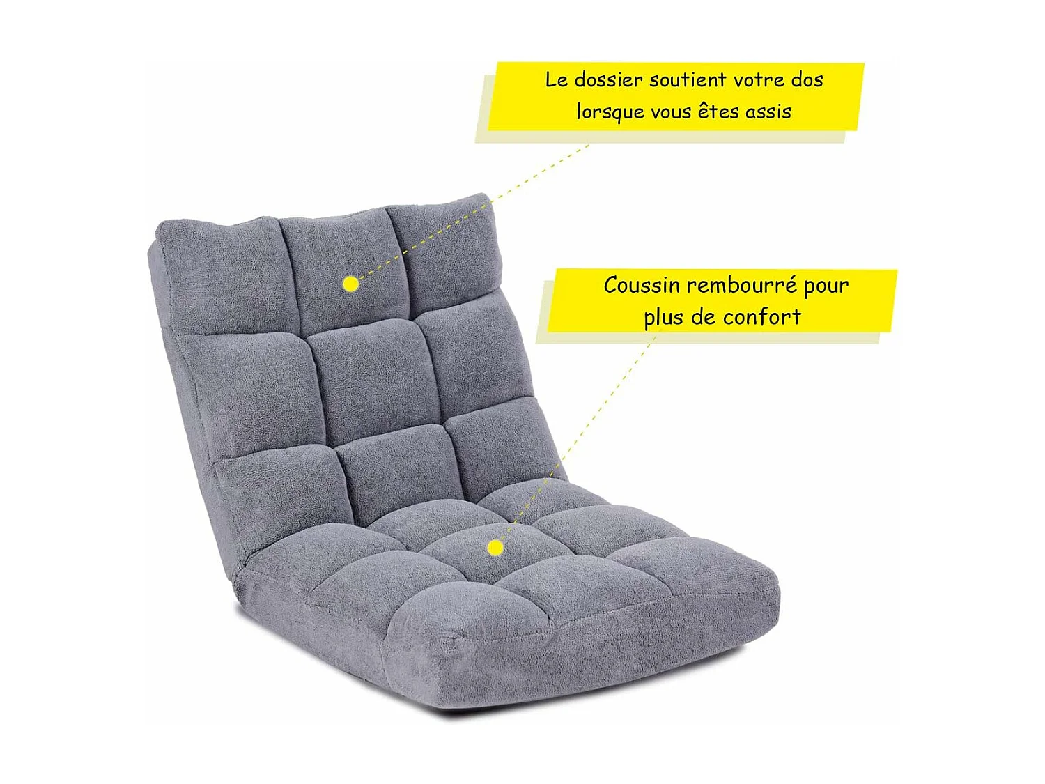 Canapé Paresseux Tatami Pliable Chaise de Plancher Coussin de Chaise de Lit Siège de Sol pour Maison, Bureau 105x56x15 CM