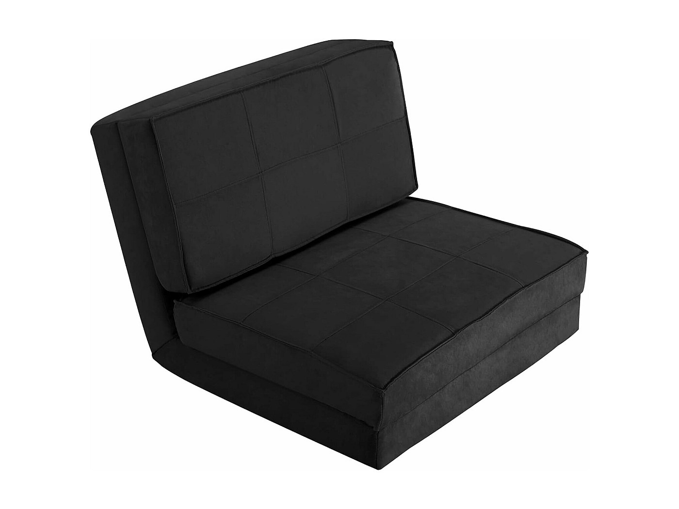 Canapé Lit Convertible 2 Places En Velours Côtelé Noir - Sans Ressorts, Mousse Haute Densité, Livré En Box Prêt à L'emploi
