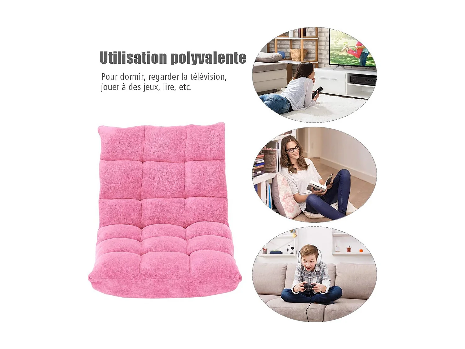 Canapé Paresseux Tatami Pliable Chaise de Plancher Coussin de Chaise de Lit Siège de Sol pour Maison, Bureau 105x56x15 CM