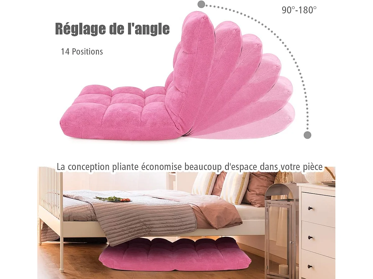 Canapé Paresseux Tatami Pliable Chaise de Plancher Coussin de Chaise de Lit Siège de Sol pour Maison, Bureau 105x56x15 CM