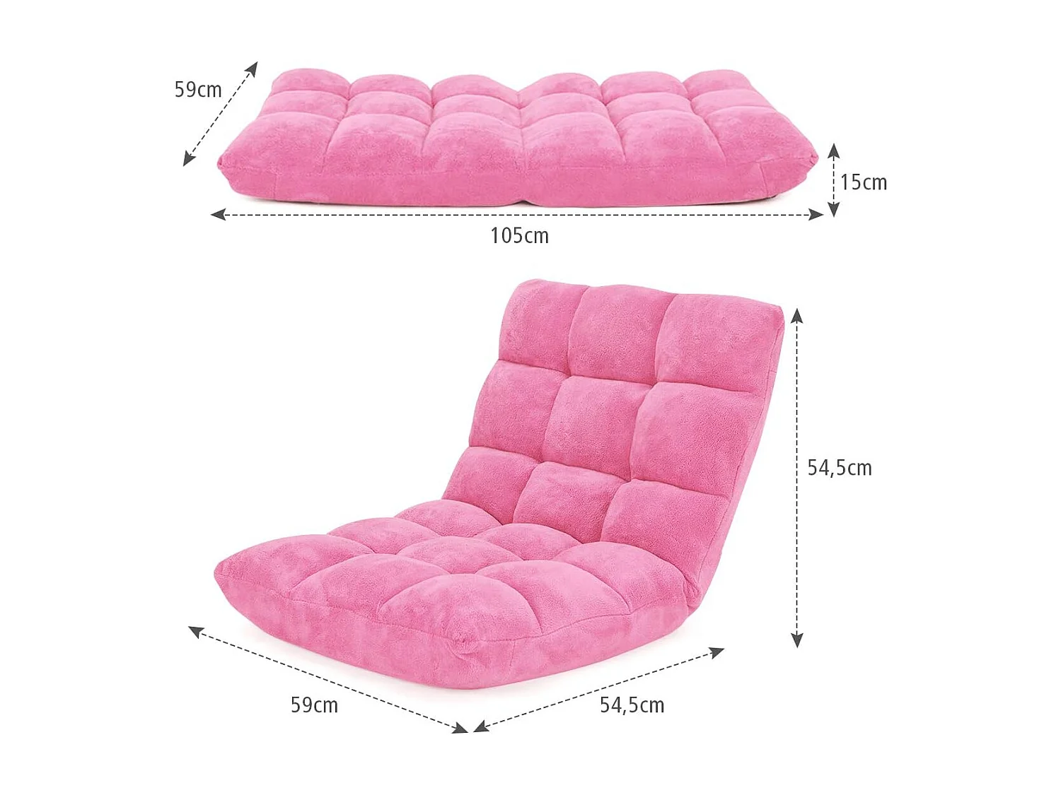 Canapé Paresseux Tatami Pliable Chaise de Plancher Coussin de Chaise de Lit Siège de Sol pour Maison, Bureau 105x56x15 CM