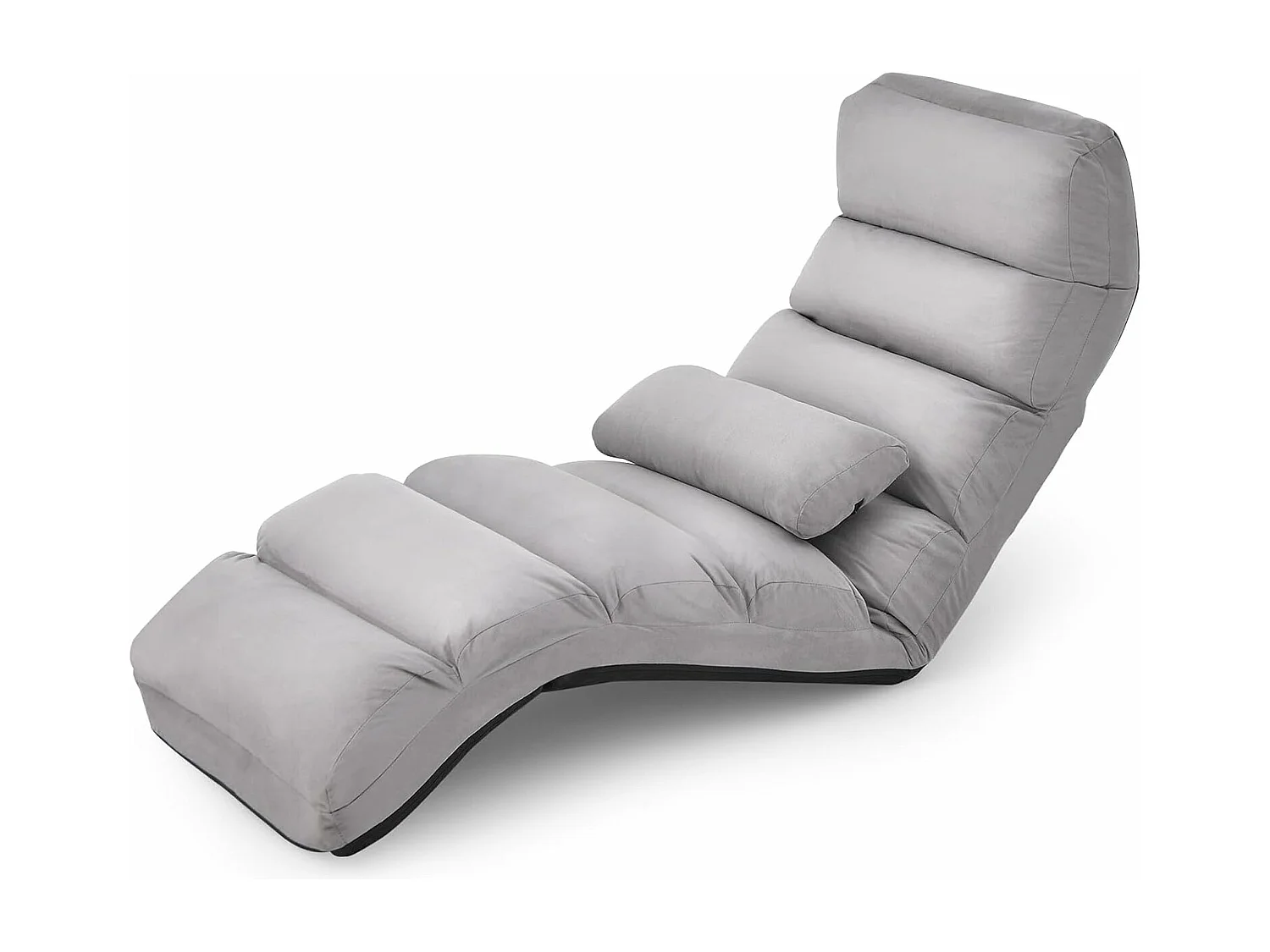 Opvouwbare faux suède woonkamer relaxfauteuil, verstelbaar in 5 posities gewatteerde ontspanningsstoel vloerfauteuil voor woonkamer, kantoormeubilair, slaapkamer (grijs)