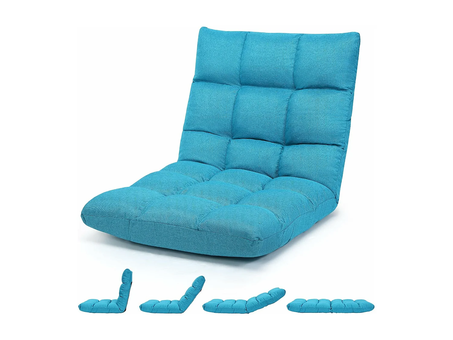 Canapé Paresseux Tatami Pliable Chaise de Plancher Coussin de Chaise de Lit Siège de Sol pour Maison, Bureau 105 x 57 x 15 CM (Bleu Poan)