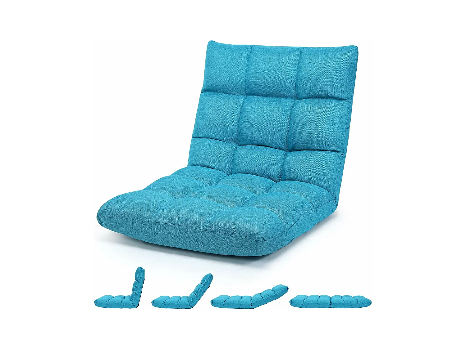 Canapé Paresseux Tatami Pliable Chaise de Plancher Coussin de Chaise de Lit Siège de Sol pour Maison, Bureau 105 x 57 x 15 CM (Bleu Poan)