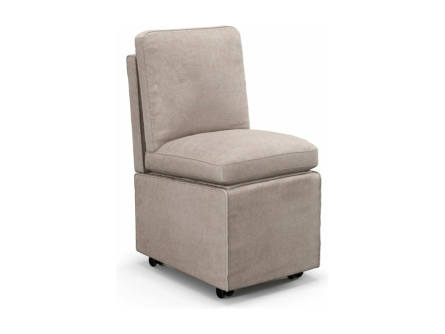 Gestoffeerde woonkamerstoel met opbergruimte en wielen, stoffen fauteuil zonder armleuningen met afneembare kussens, opbergpoef met rugleuning voor woonkamer, slaapkamer, kantoor (stijl 1)