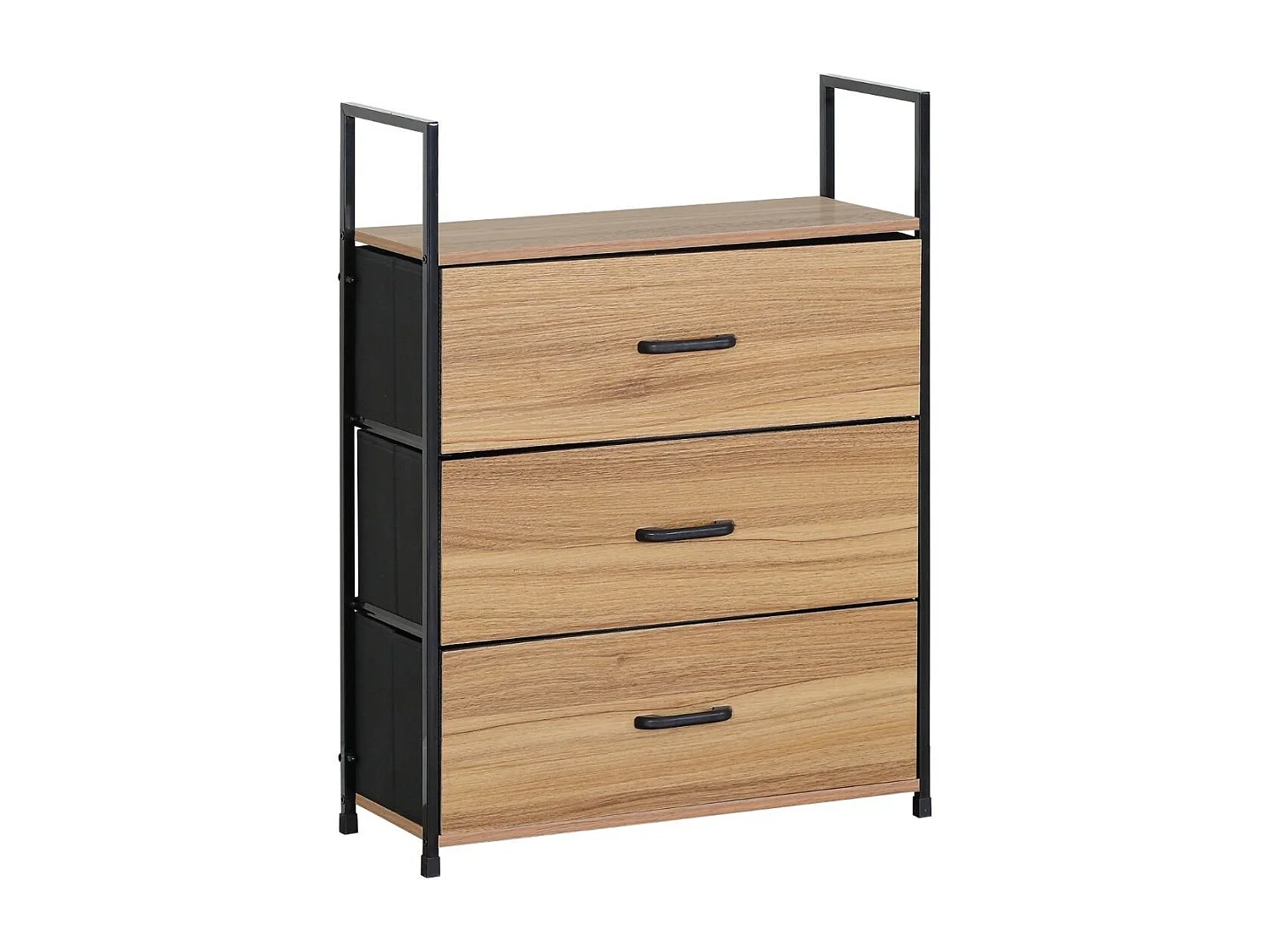 Etagère 3 tiroirs façades décor bois - L60 cm