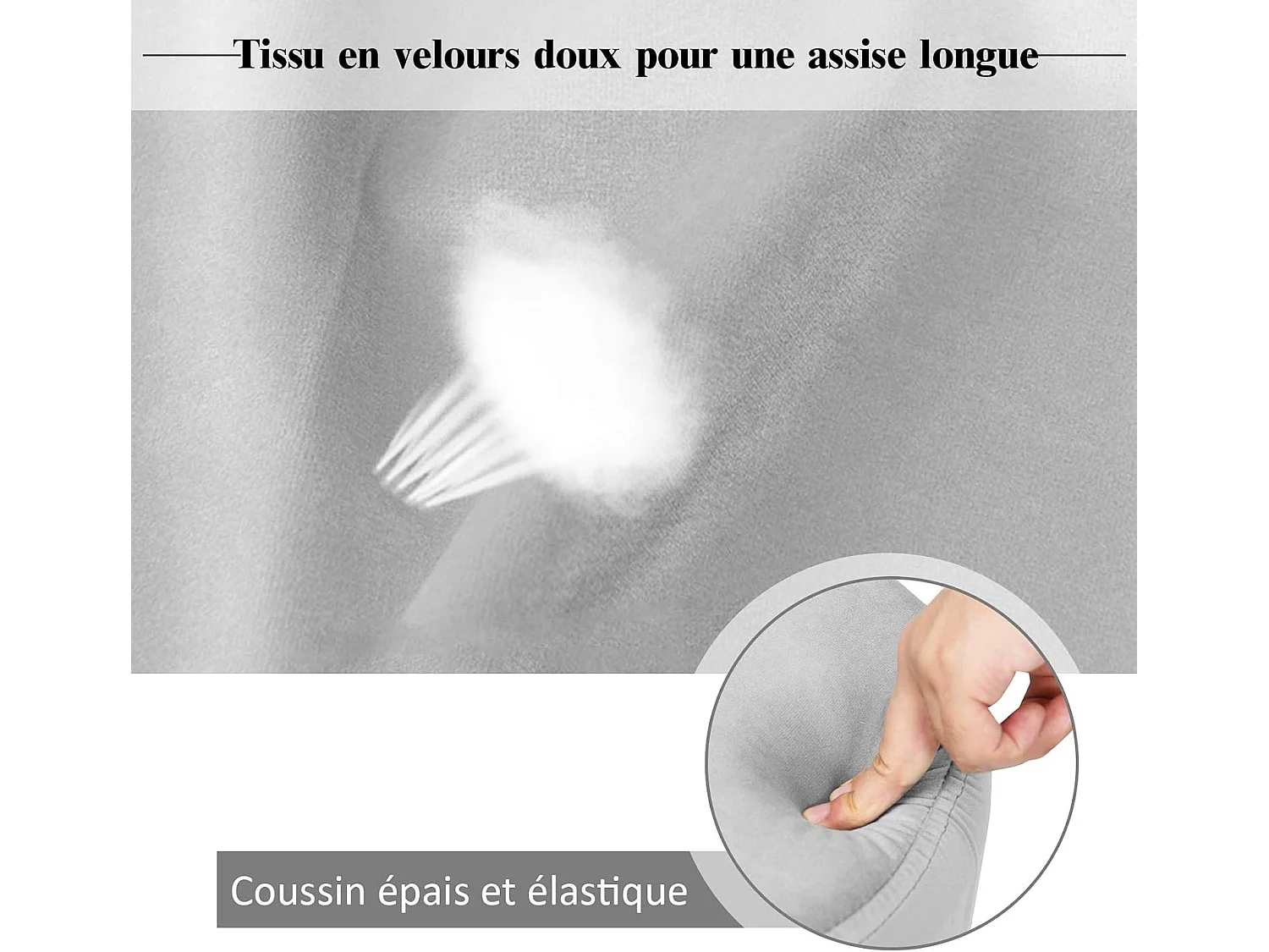 Pouf Tabouret Rond Ø39cm, en Velours avec Pieds Métalliques Robustes, Idéal pour Salon ou Chambre