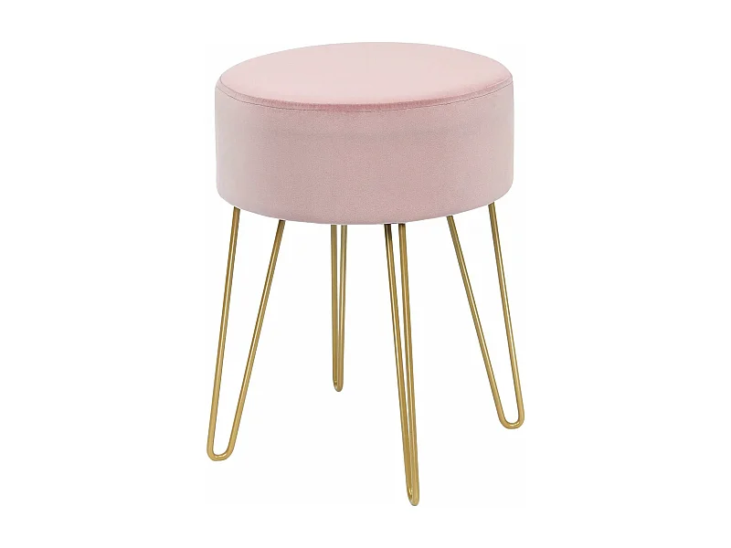 Pouf Tabouret Rond Ø39cm, en Velours avec Pieds Métalliques Robustes, Idéal pour Salon ou Chambre