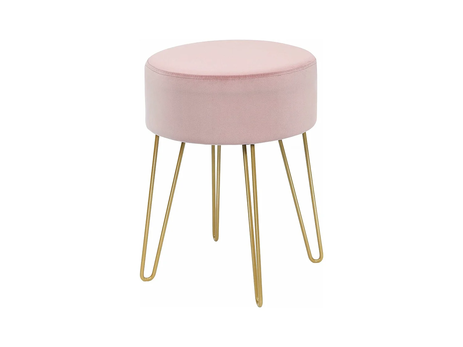 Pouf Tabouret Rond Ø39cm, en Velours avec Pieds Métalliques Robustes, Idéal pour Salon ou Chambre