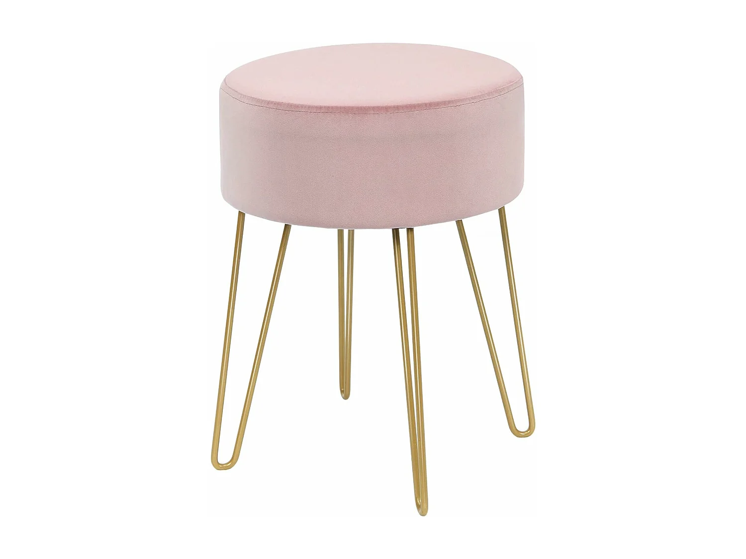 Pouf Tabouret Rond Ø39cm, en Velours avec Pieds Métalliques Robustes, Idéal pour Salon ou Chambre