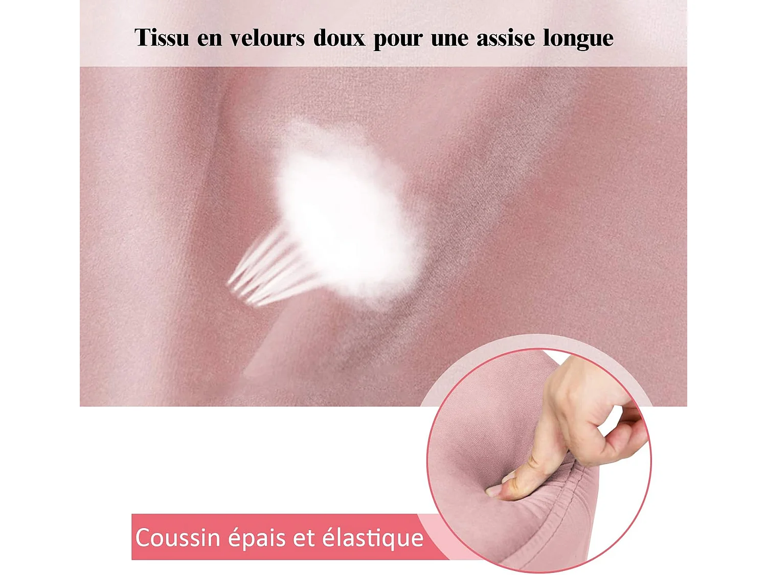 Pouf Tabouret Rond Ø39cm, en Velours avec Pieds Métalliques Robustes, Idéal pour Salon ou Chambre