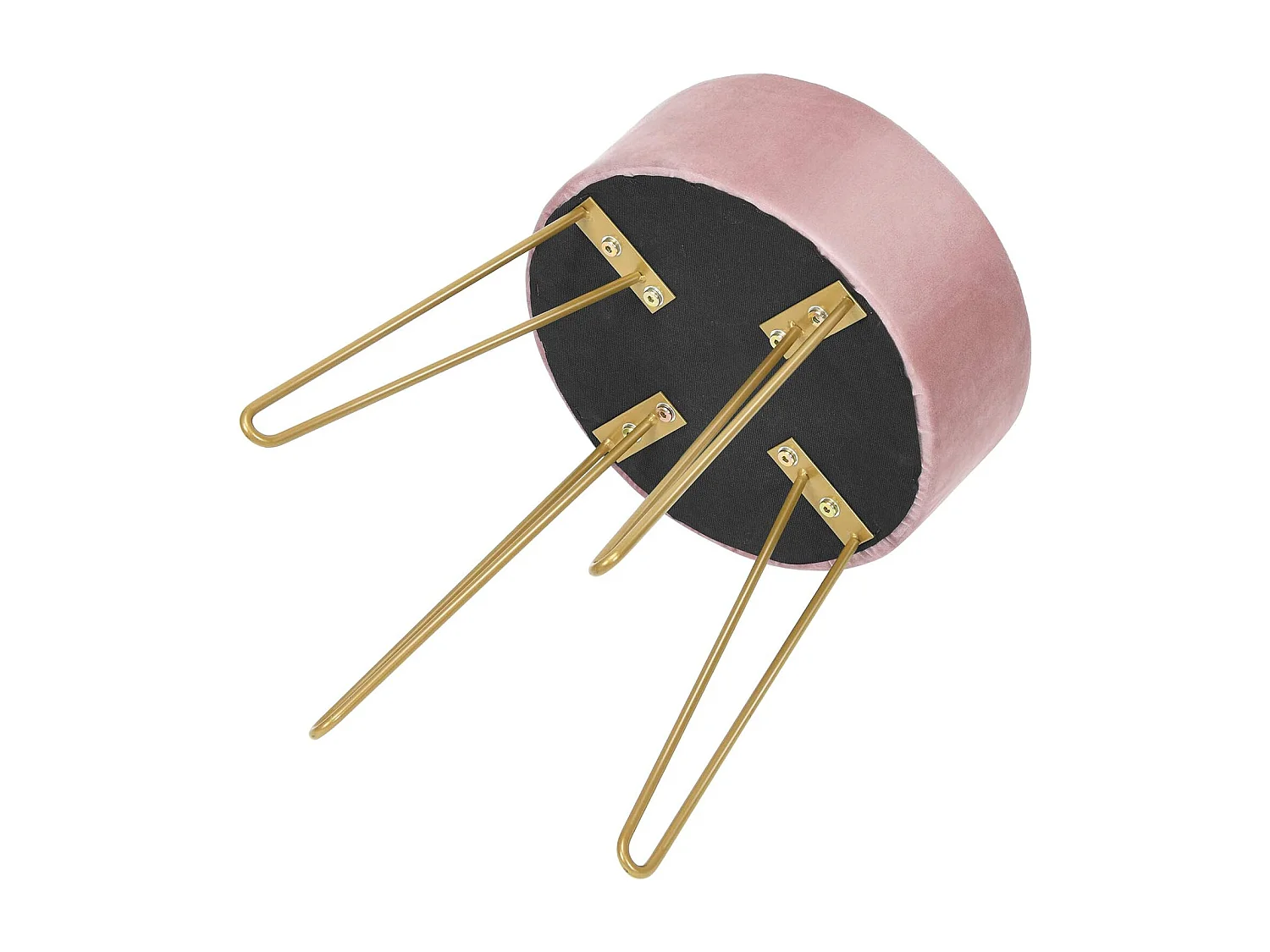 Pouf Tabouret Rond Ø39cm, en Velours avec Pieds Métalliques Robustes, Idéal pour Salon ou Chambre