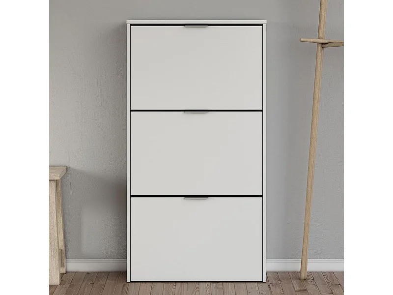Meuble à chaussures avec 3 portes, capacité 18 paires - Blanc - MC81011