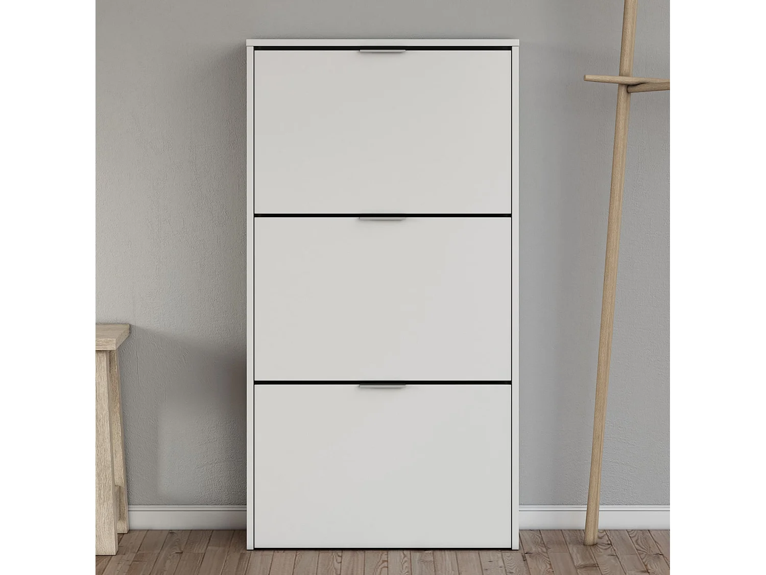 Meuble à chaussures avec 3 portes, capacité 18 paires - Blanc - MC81011