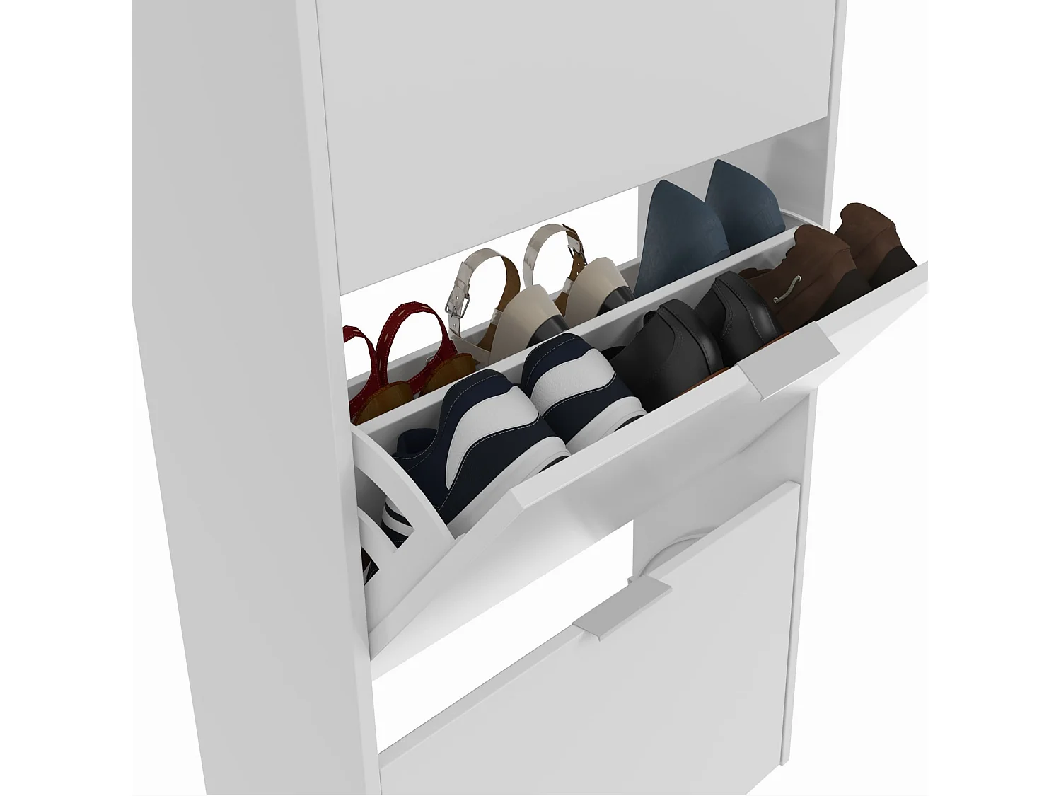 Meuble à chaussures avec 3 portes, capacité 18 paires - Blanc - MC81011