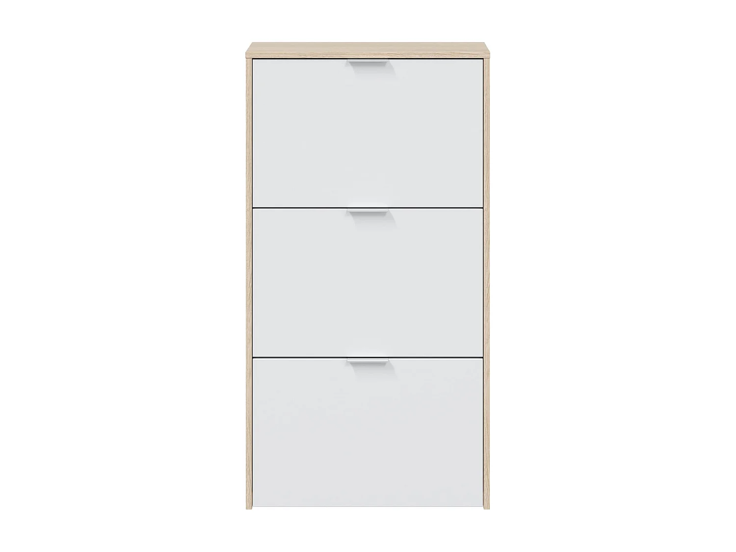 Meuble à chaussures avec 3 portes, capacité 18 paires - Blanc et chêne - MC81011