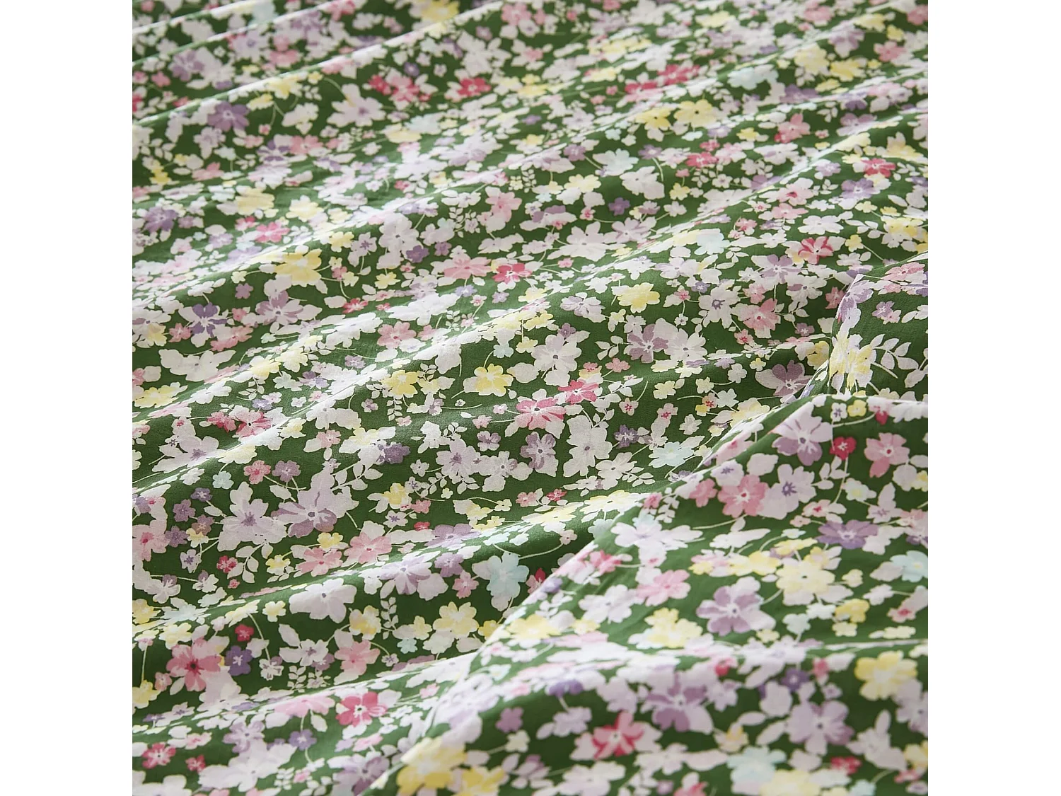 Parure de lit coton imprimé floral Vert 240x220