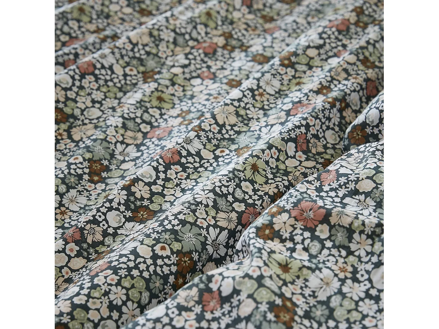 Parure de lit coton imprimé floral Bleu 240x220