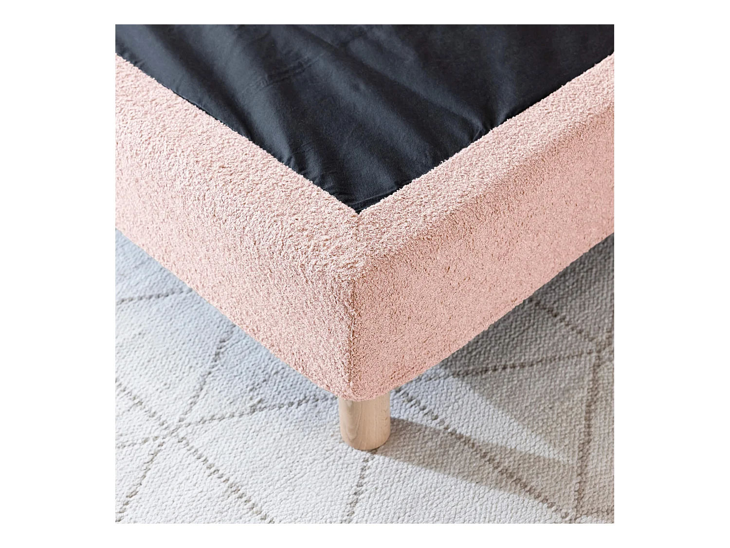 Cache-sommier bouclette intégral rose 90x190 - Boucletta