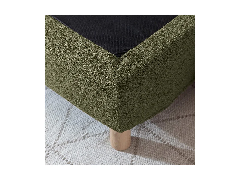 Cache-sommier bouclette intégral kaki 140x190 - Boucletta
