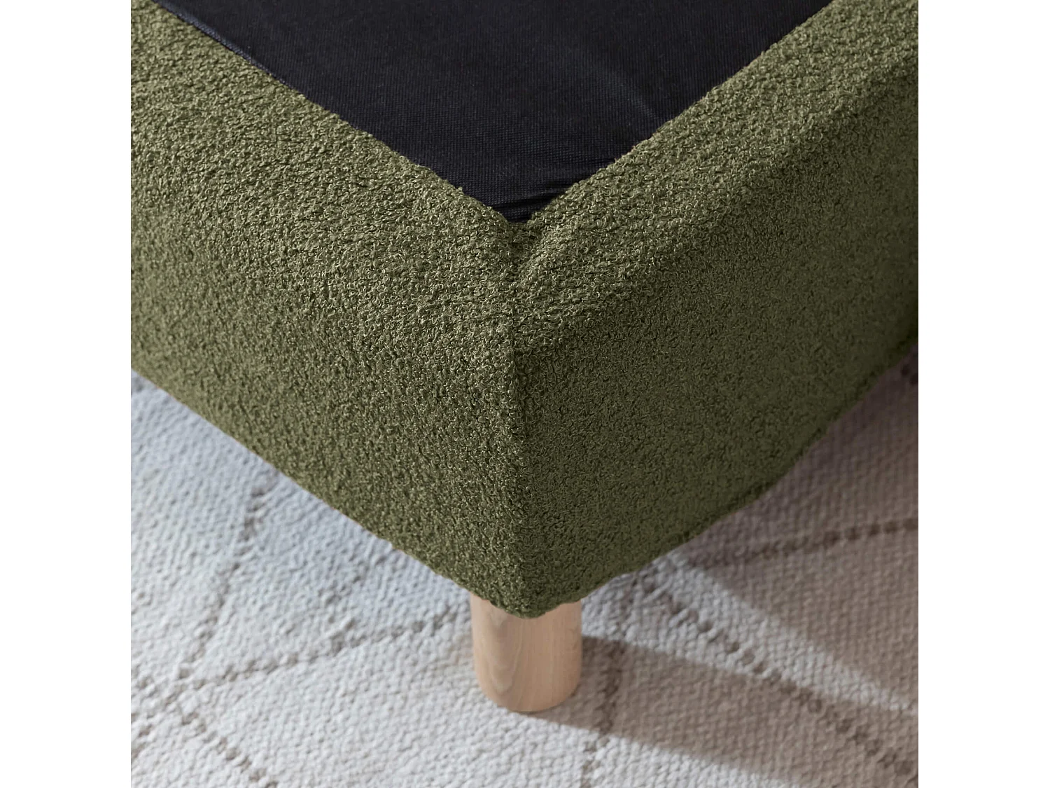 Cache-sommier bouclette intégral kaki 140x190 - Boucletta