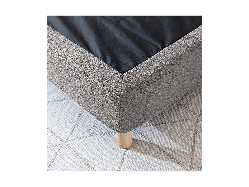 Cache-sommier bouclette intégral gris foncé 140x190 - Boucletta