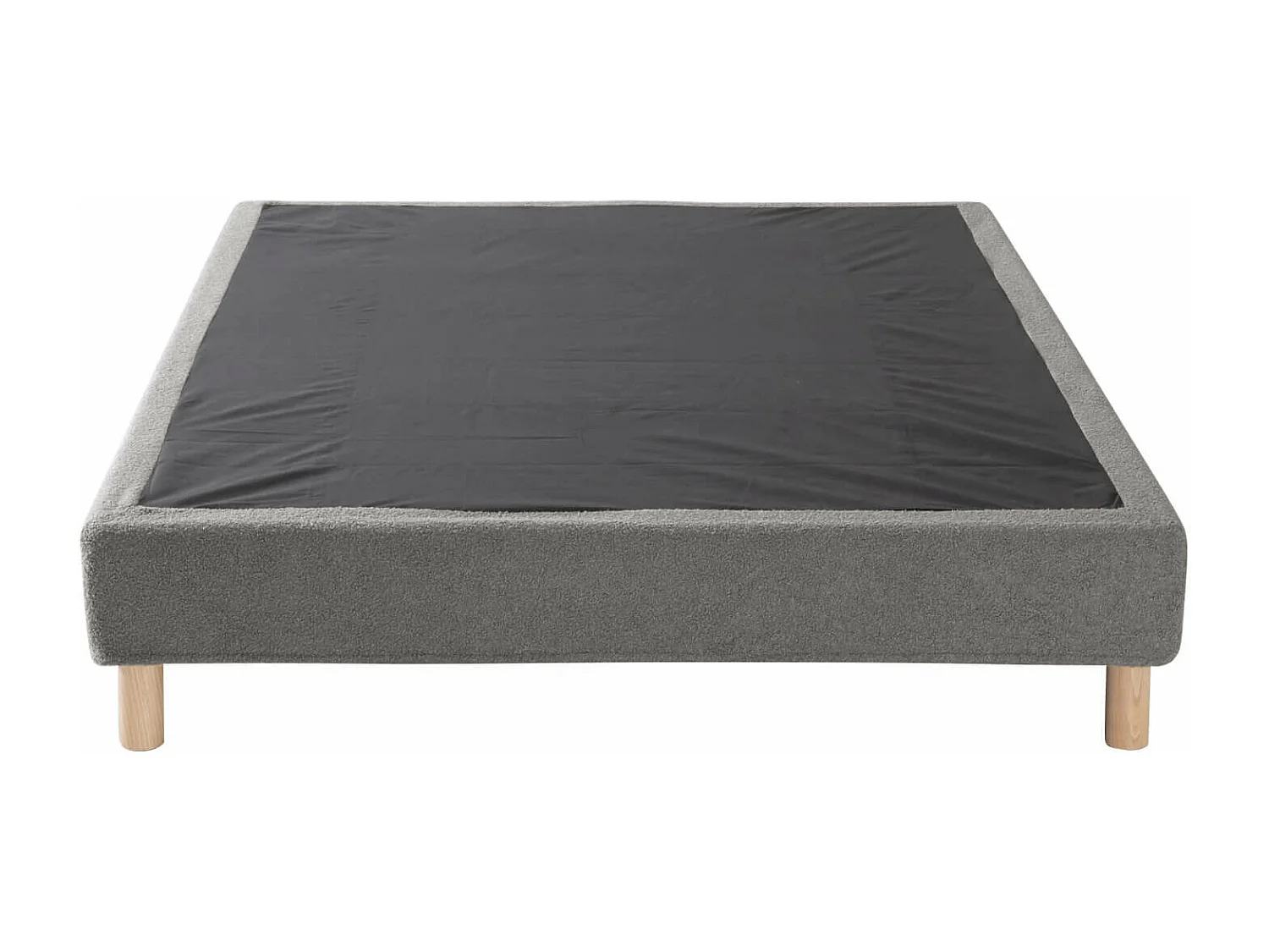 Cache-sommier bouclette intégral gris foncé 90x190 - Boucletta