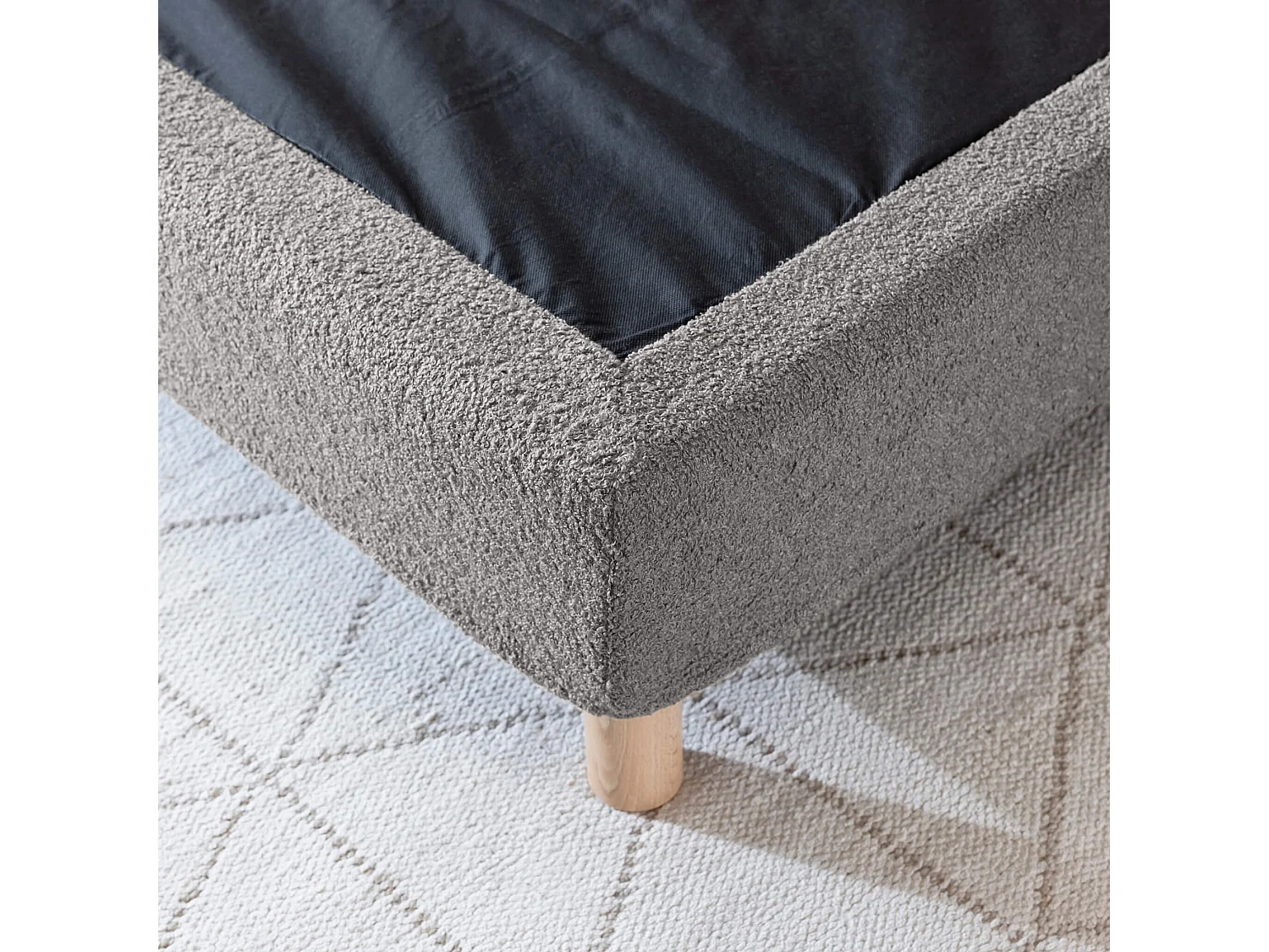 Cache-sommier bouclette intégral gris foncé 90x190 - Boucletta