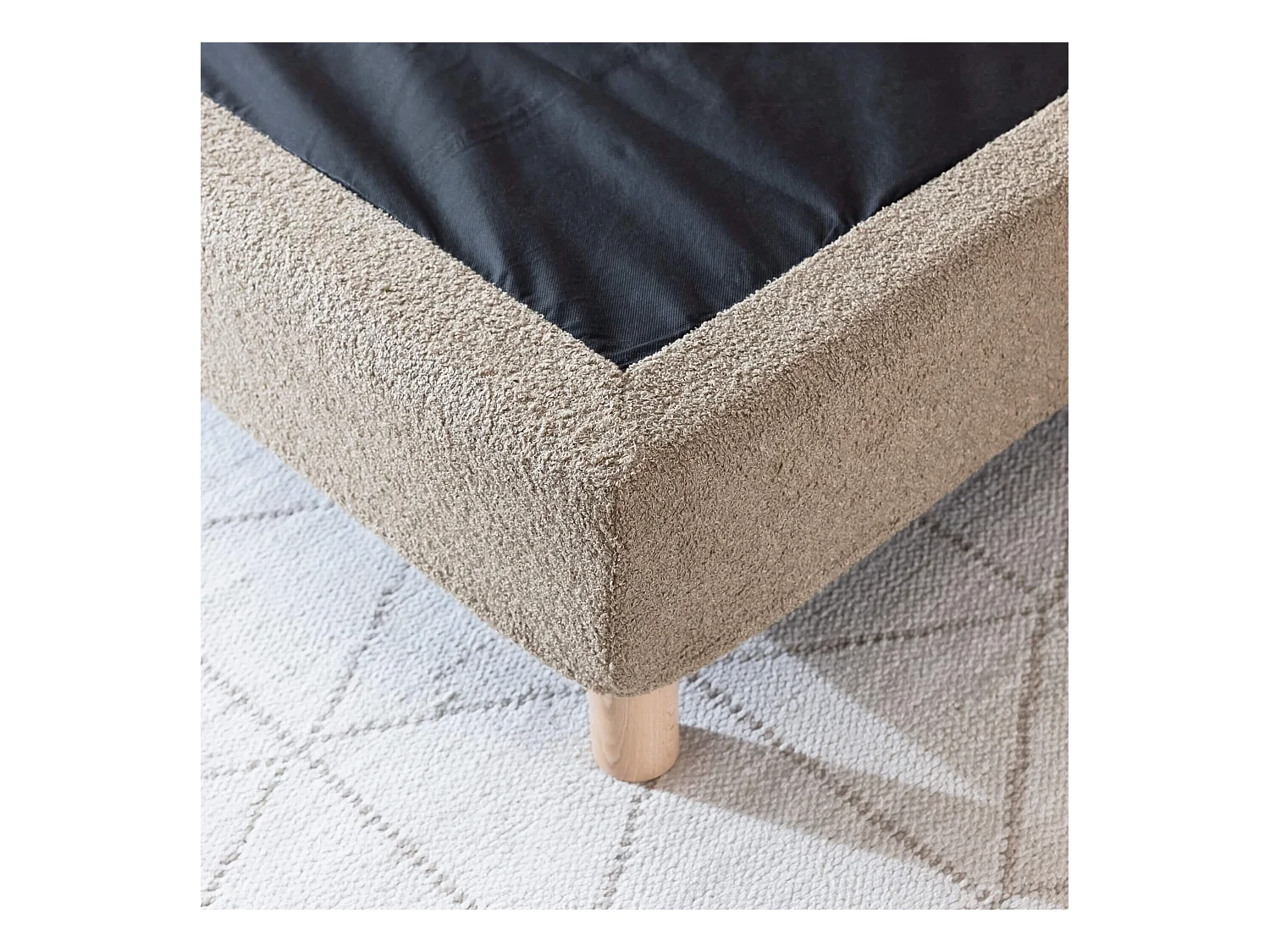 Cache-sommier bouclette intégral beige 160x200 - Boucletta