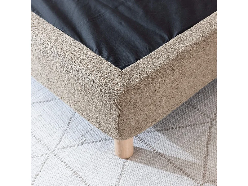 Cache-sommier bouclette intégral beige 160x200 - Boucletta