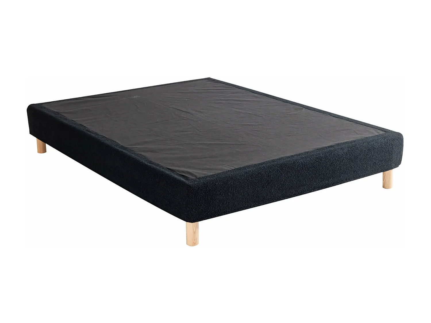 Cache-sommier bouclette intégral noir 180x200 - Boucletta