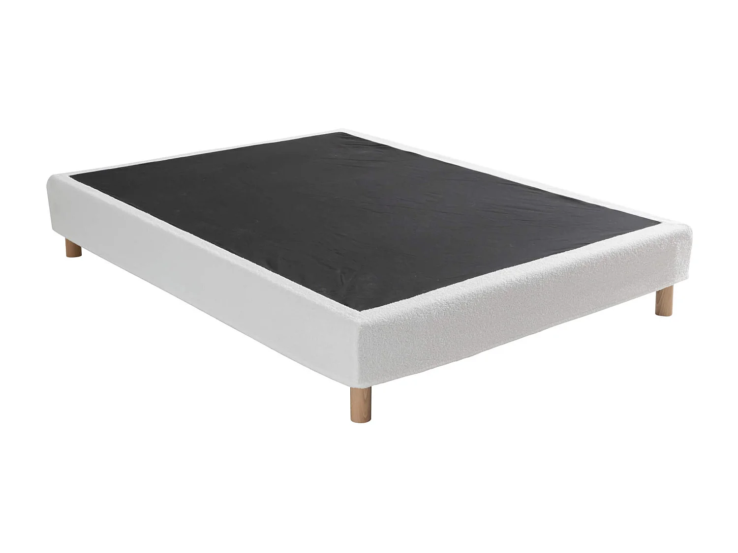 Cache-sommier bouclette intégral blanc 160x200 - Boucletta