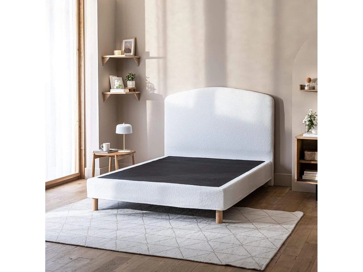 Cache-sommier bouclette intégral blanc 160x200 - Boucletta