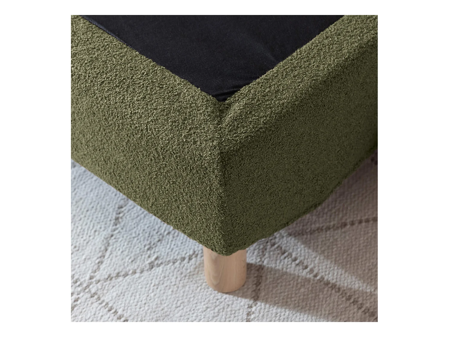Cache-sommier bouclette intégral kaki 90x190 - Boucletta