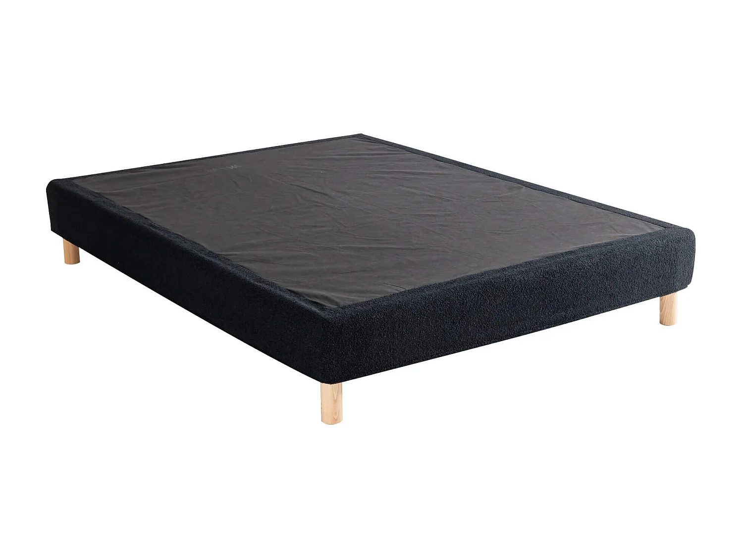 Cache-sommier bouclette intégral noir 140x190 - Boucletta