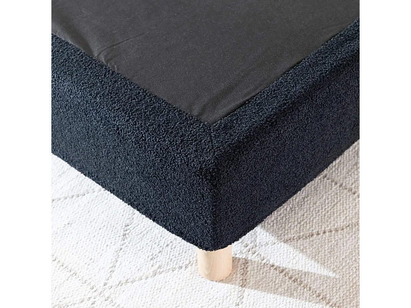 Cache-sommier bouclette intégral noir 160x200 - Boucletta