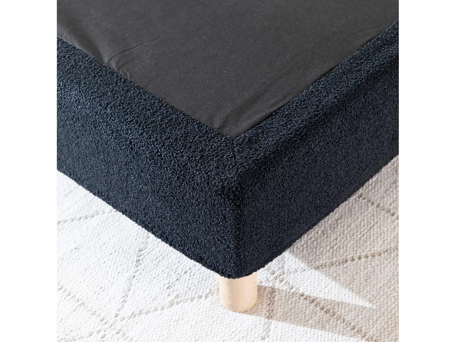 Cache-sommier bouclette intégral noir 160x200 - Boucletta