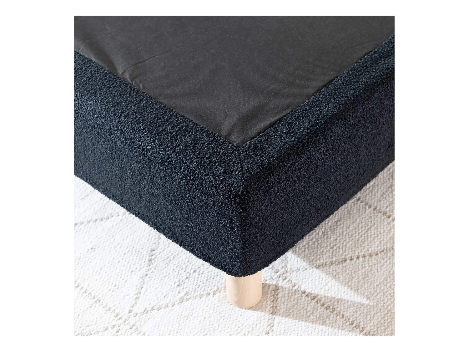 Cache-sommier bouclette intégral noir 160x200 - Boucletta