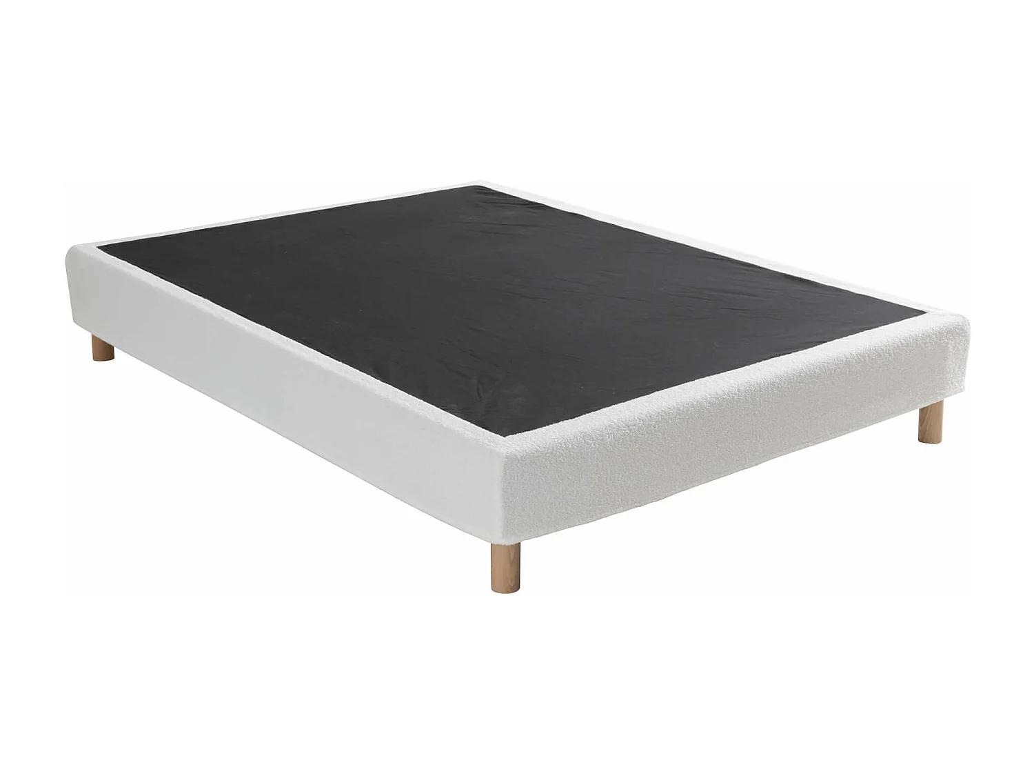 Cache-sommier bouclette intégral blanc 140x190 - Boucletta