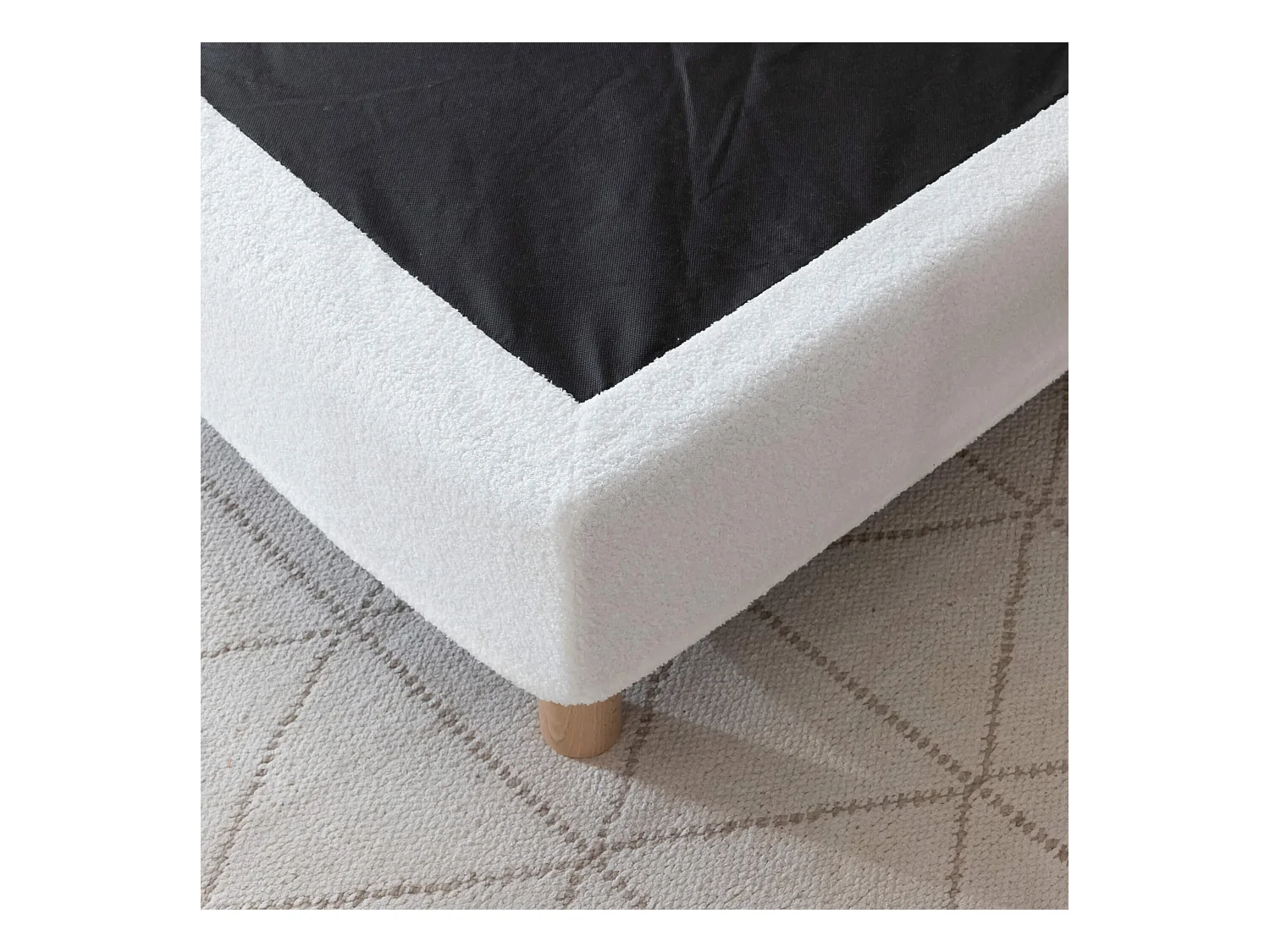Cache-sommier bouclette intégral blanc 140x190 - Boucletta