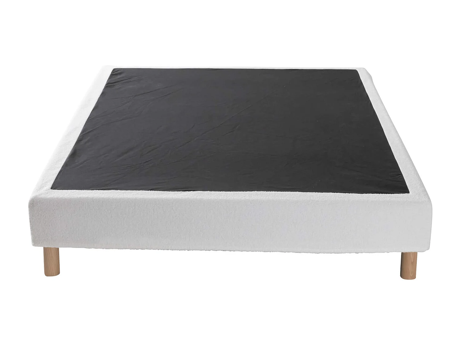 Cache-sommier bouclette intégral blanc 140x190 - Boucletta