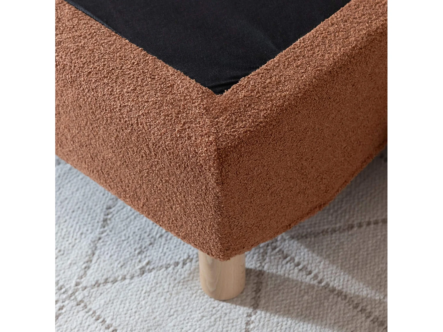 Cache-sommier bouclette intégral terracotta 160x200 - Boucletta