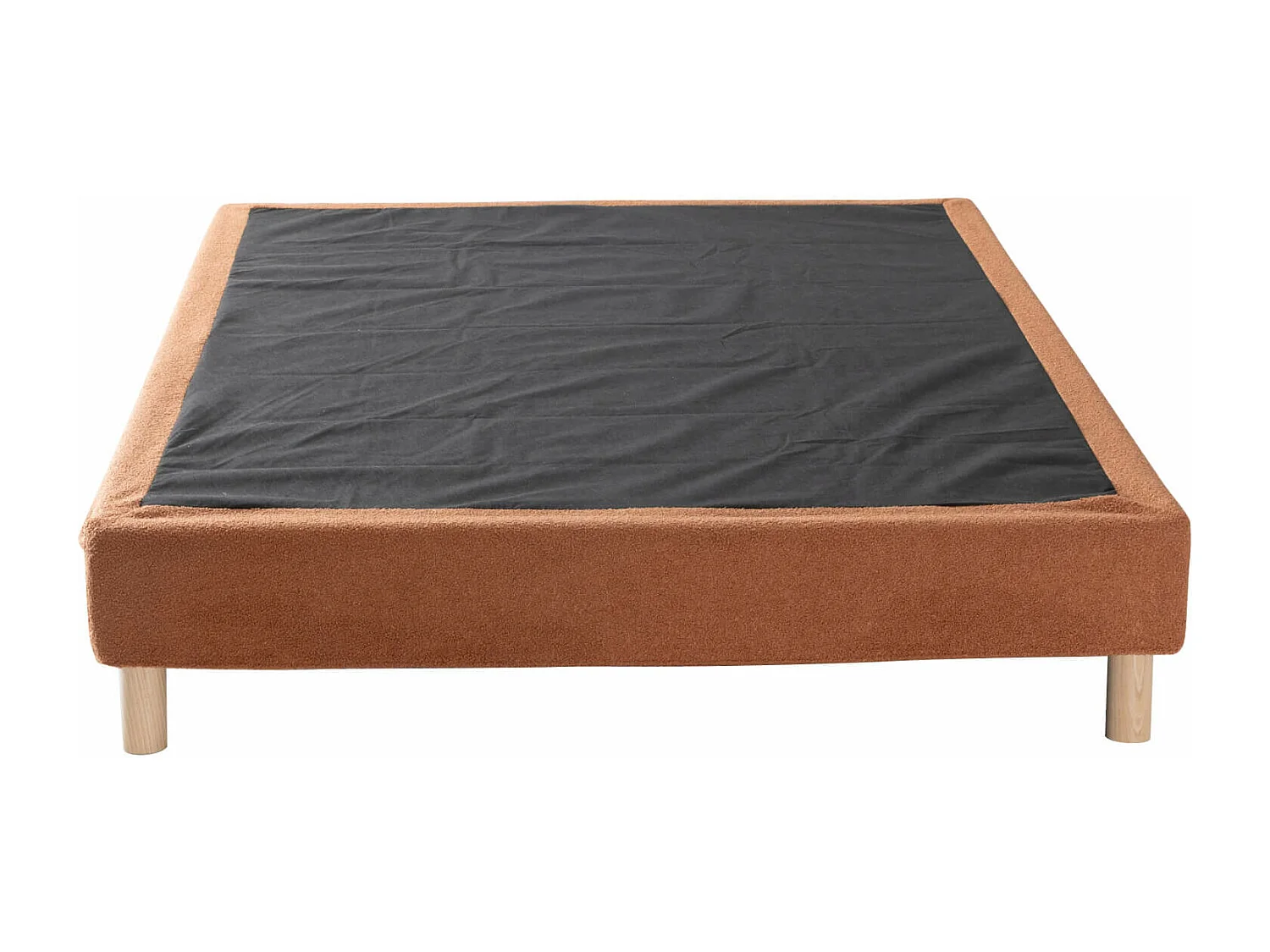 Cache-sommier bouclette intégral terracotta 160x200 - Boucletta