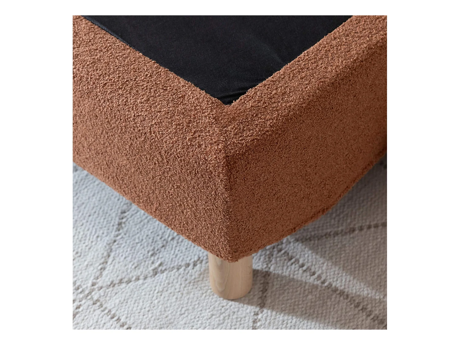 Cache-sommier bouclette intégral terracotta 160x200 - Boucletta