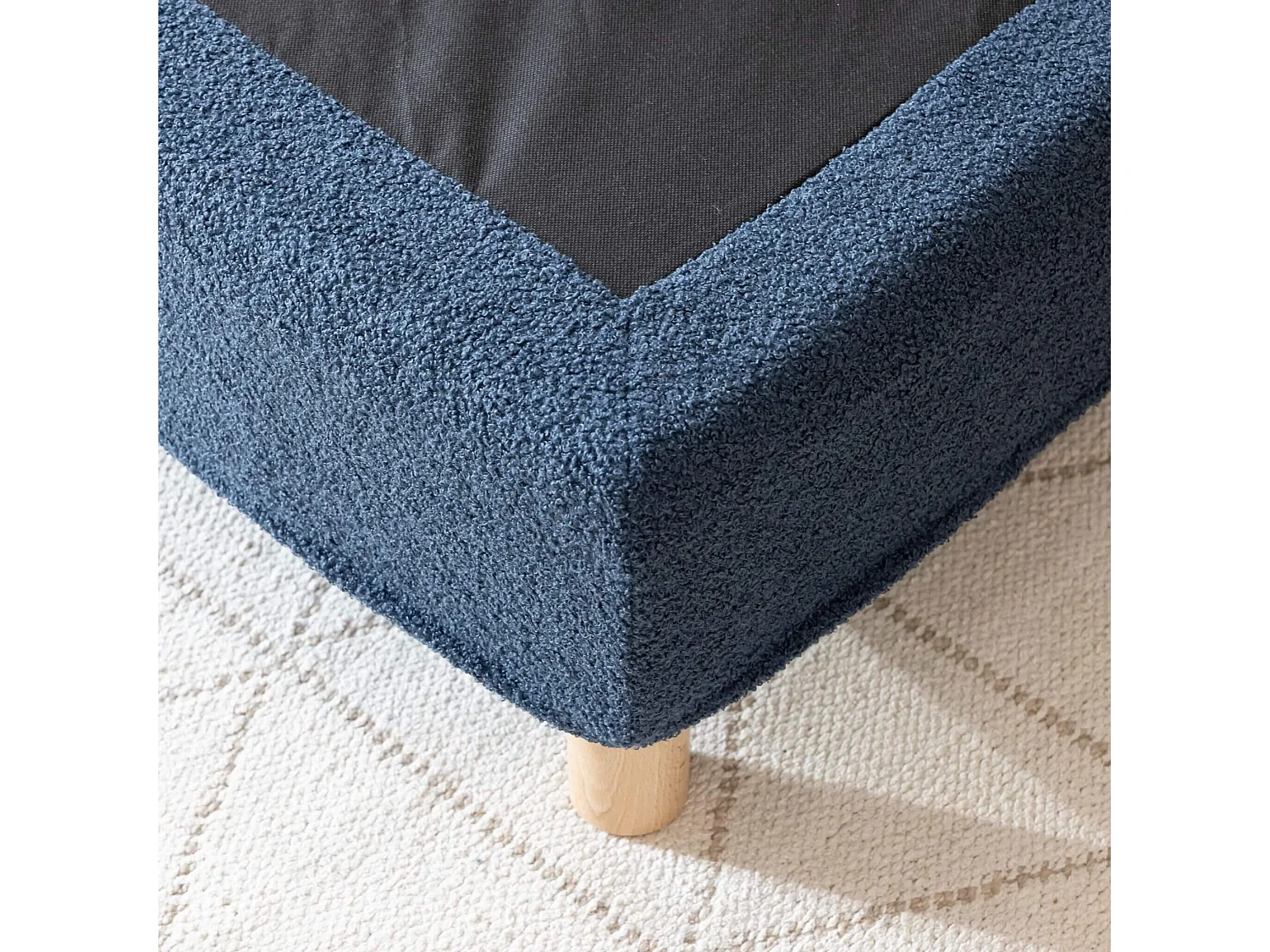 Cache-sommier bouclette intégral bleu marine 180x200 - Boucletta