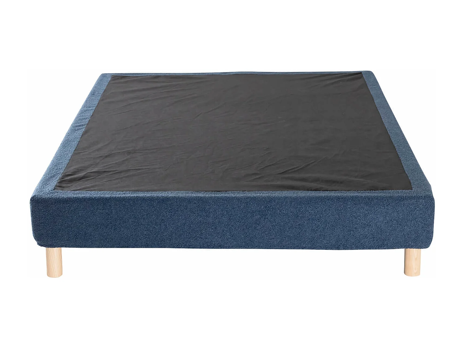 Cache-sommier bouclette intégral bleu marine 90x190 - Boucletta