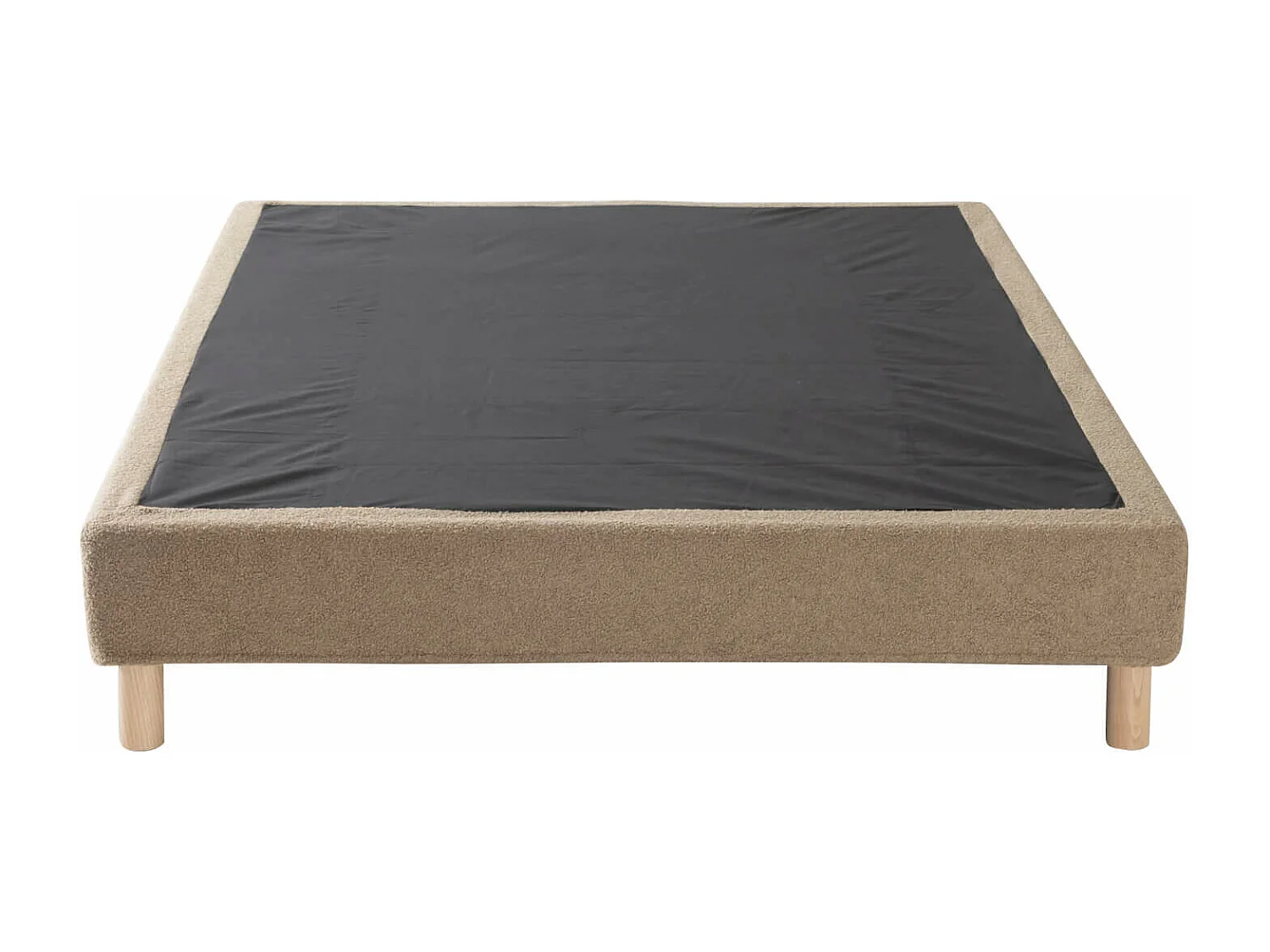 Cache-sommier bouclette intégral beige 90x190 - Boucletta