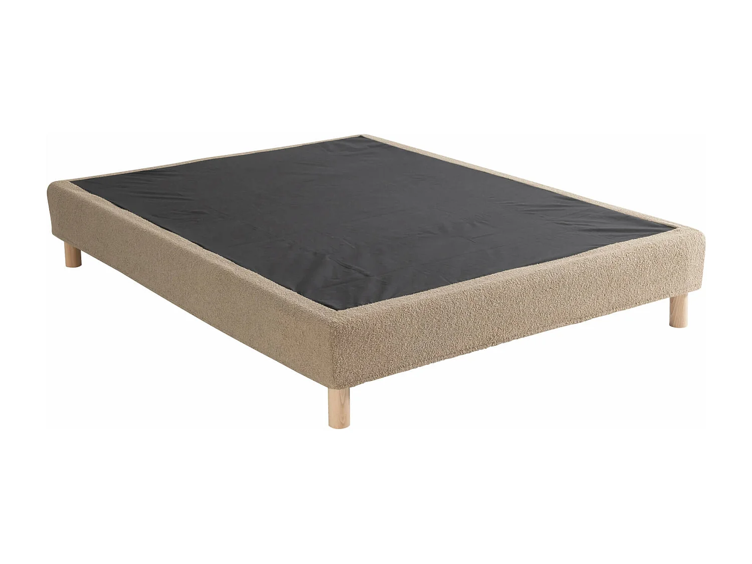 Cache-sommier bouclette intégral beige 90x190 - Boucletta